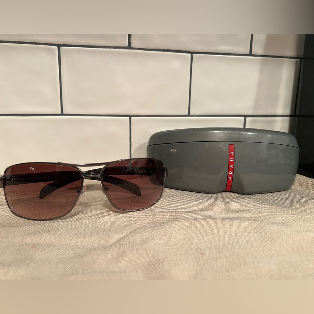 Prada Linea Rossa SPS54I 5AV-6S1 Sunglasses Men's Gunmetal/Brown Gradient 65mm